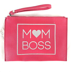 NEW!! Mom BOSS Clutch Handbag Purse Cosmetic Makeup Pink w/ Detachable Strap
